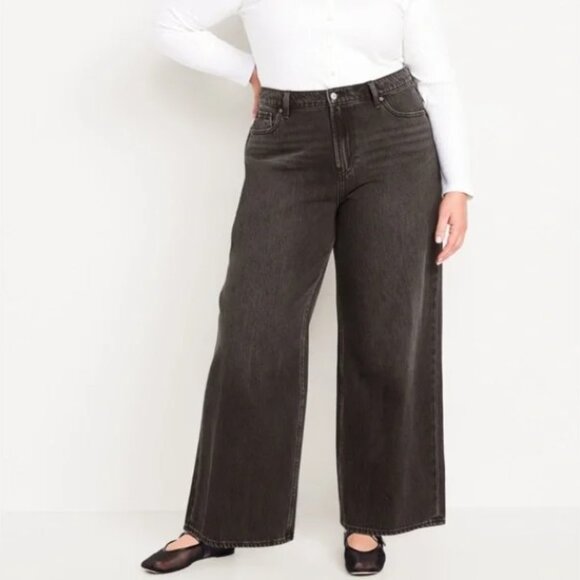 Old Navy Drapey Denim High-Rise Baggy Wide Leg Jeans 16P - Picture 1 of 13